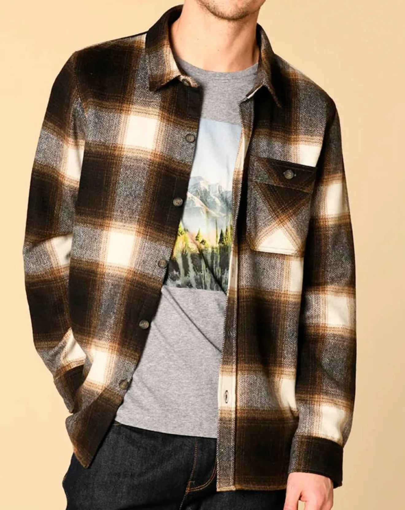 Homme Harris Wilson Surchemise en Laine mélangée Dewi beige/marron