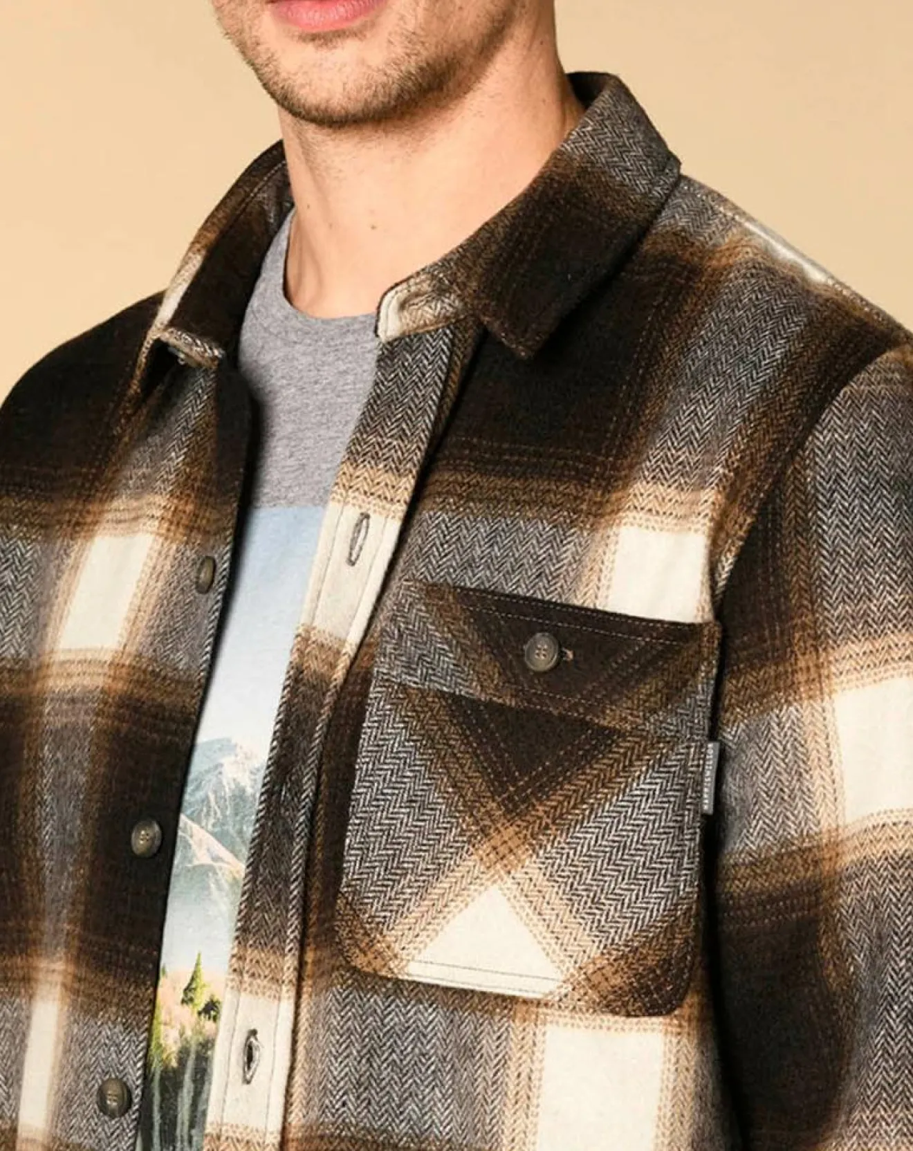 Homme Harris Wilson Surchemise en Laine mélangée Dewi beige/marron