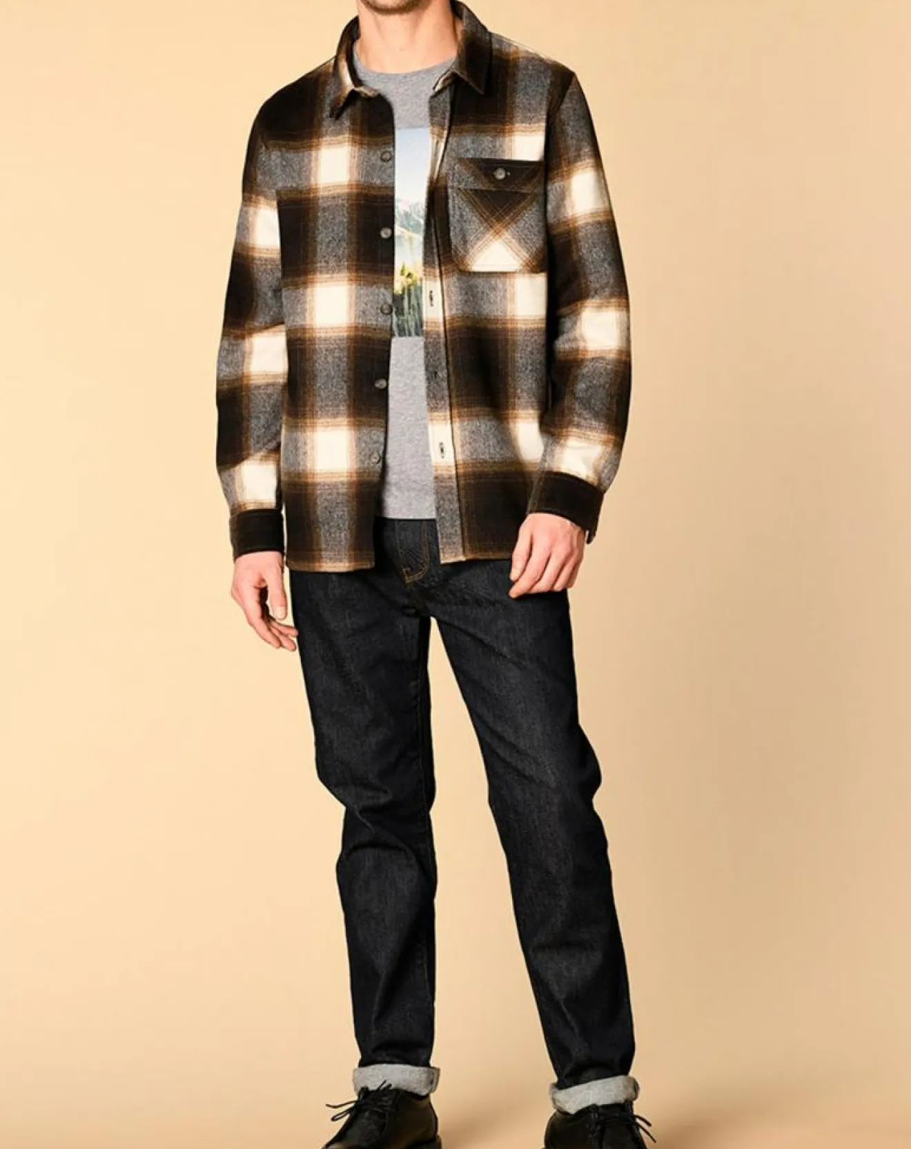 Homme Harris Wilson Surchemise en Laine mélangée Dewi beige/marron