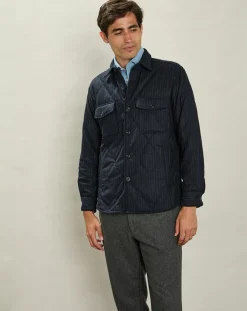 Homme Hartford Surchemise en Laine mélangée Pierre marine