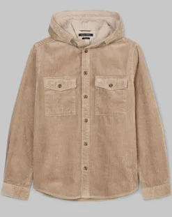Outlet Marc O'Polo Surchemise en Velours côtelé à Capuche Double Poche beige