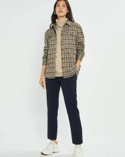 Femme Lauren Vidal Surchemise Leoni à carreaux café