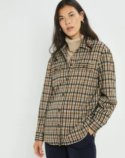 Femme Lauren Vidal Surchemise Leoni à carreaux café