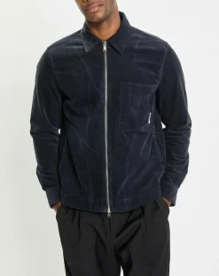 Hot Marc O'Polo Surchemise zippée en Velours milleraies bleu marine