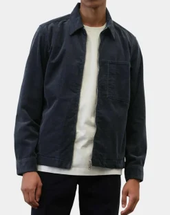 Hot Marc O'Polo Surchemise zippée en Velours milleraies bleu marine