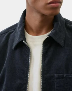 Hot Marc O'Polo Surchemise zippée en Velours milleraies bleu marine