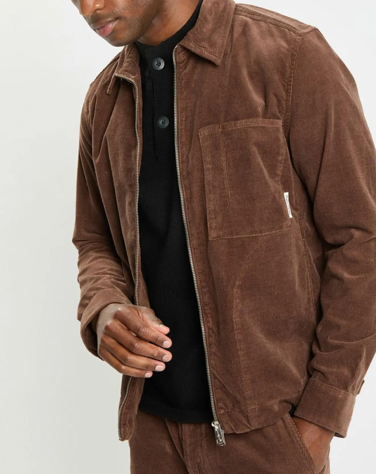 New Marc O'Polo Surchemise zippée en Velours milleraies marron