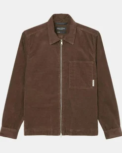 New Marc O'Polo Surchemise zippée en Velours milleraies marron