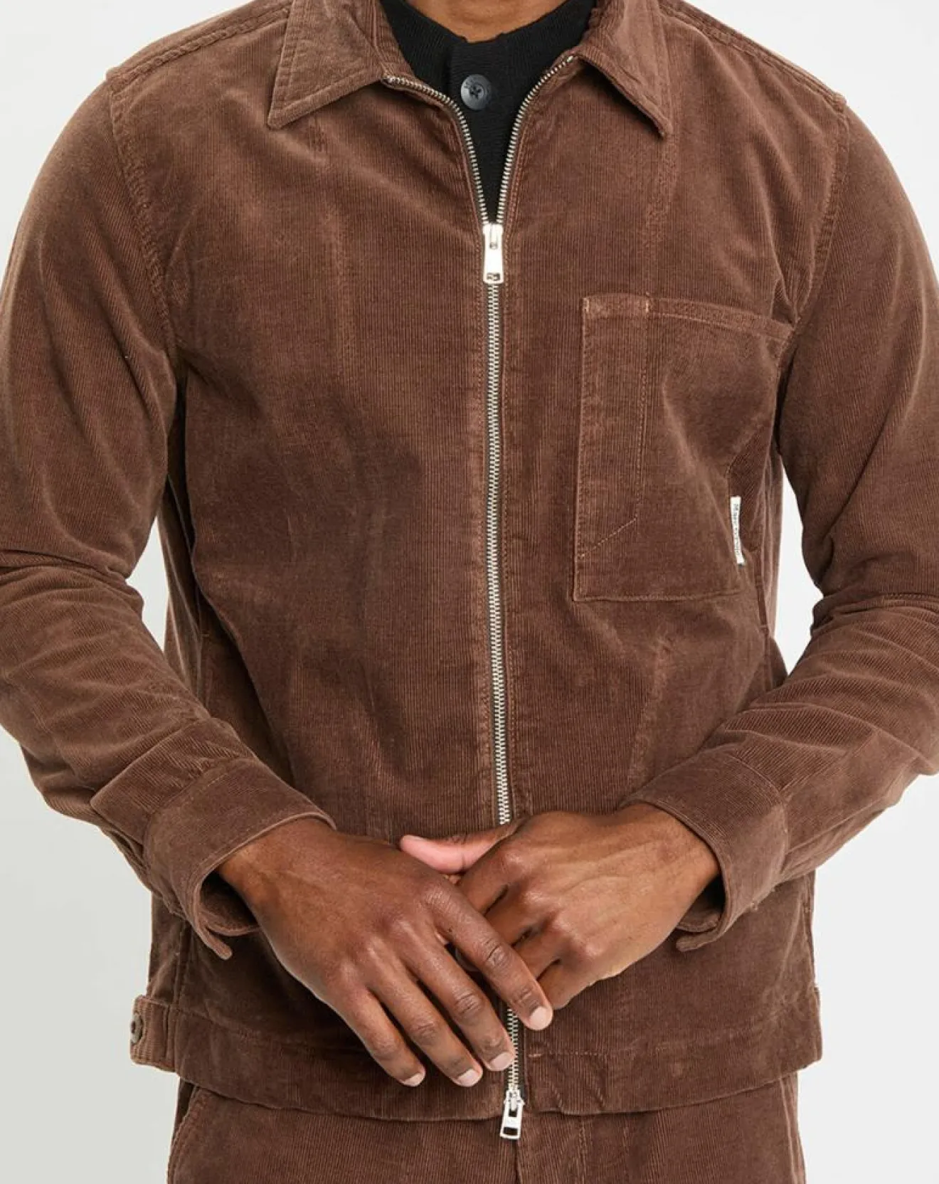 New Marc O'Polo Surchemise zippée en Velours milleraies marron