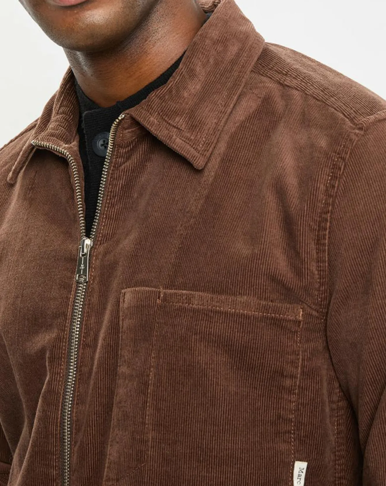 New Marc O'Polo Surchemise zippée en Velours milleraies marron