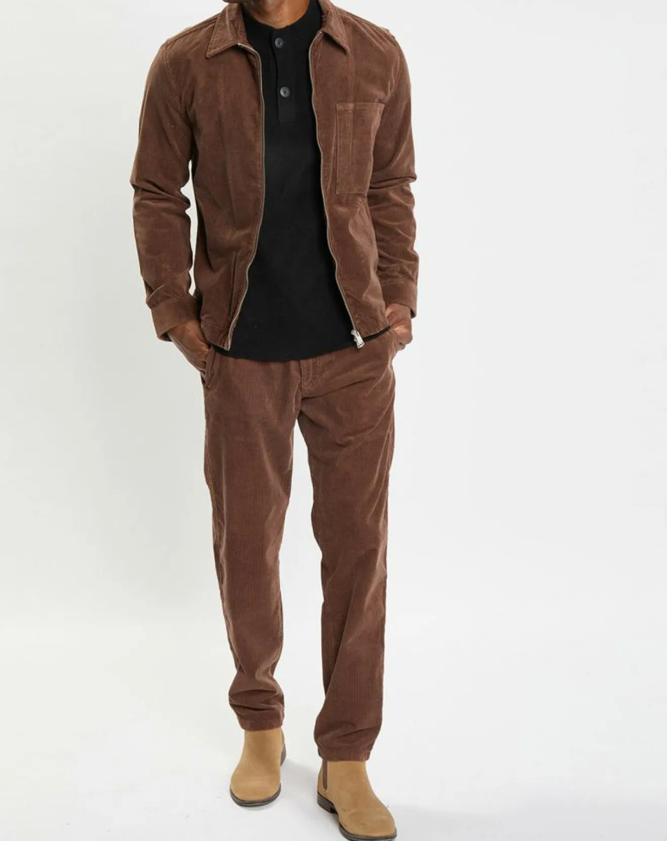 New Marc O'Polo Surchemise zippée en Velours milleraies marron