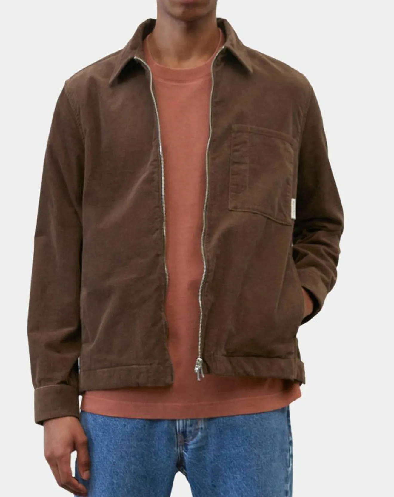 New Marc O'Polo Surchemise zippée en Velours milleraies marron