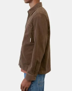 New Marc O'Polo Surchemise zippée en Velours milleraies marron