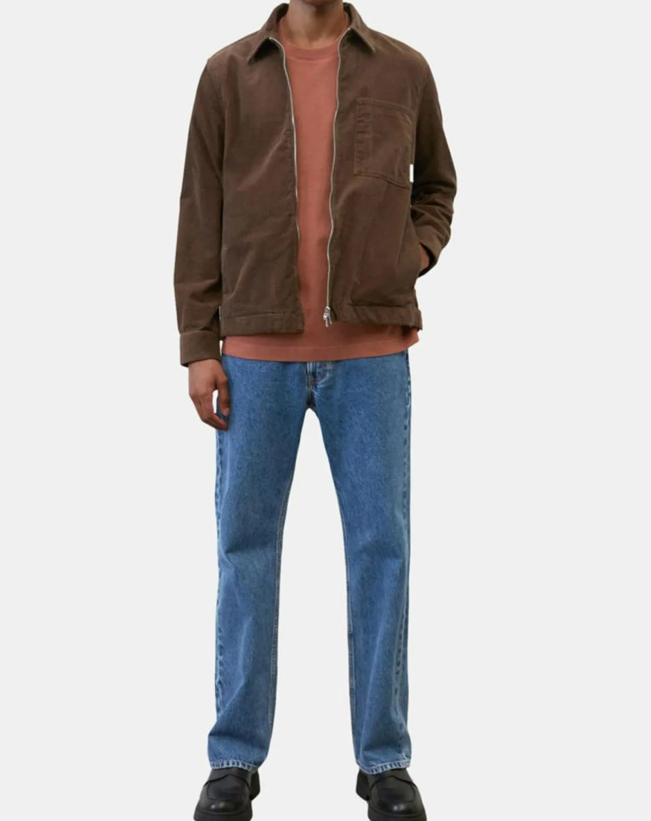 New Marc O'Polo Surchemise zippée en Velours milleraies marron