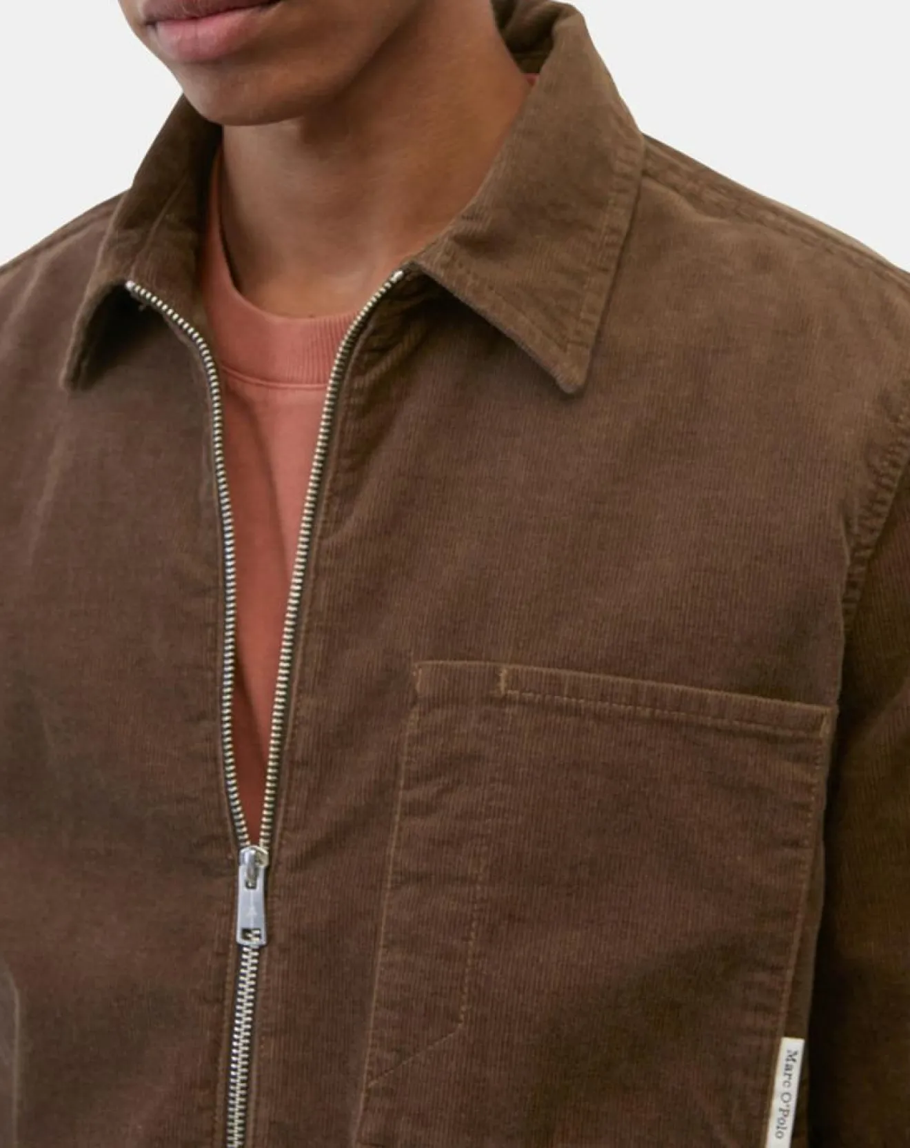 New Marc O'Polo Surchemise zippée en Velours milleraies marron