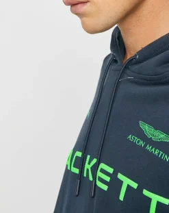 New Hackett London Sweat à capuche Aston Martin Racing bleu marine/vert