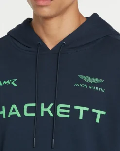 New Hackett London Sweat à capuche Aston Martin Racing bleu marine/vert