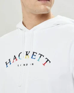 Hackett London Sweat à capuche brodé blanc