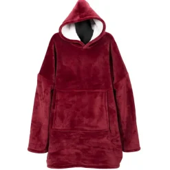 Femme Home Deco Factory Sweat à Capuche Interieur Sherpa rouge - 118x85x2 cm