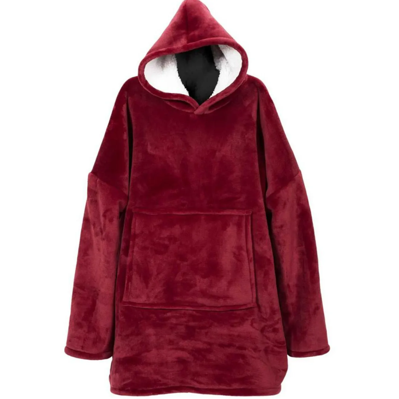 Femme Home Deco Factory Sweat à Capuche Interieur Sherpa rouge - 118x85x2 cm