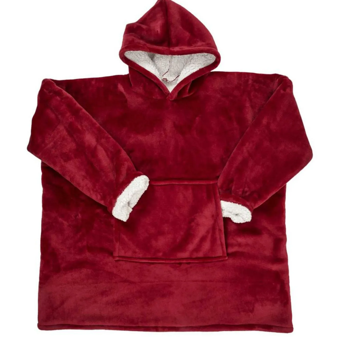 Femme Home Deco Factory Sweat à Capuche Interieur Sherpa rouge - 118x85x2 cm