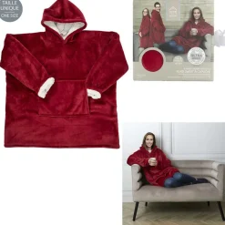 Femme Home Deco Factory Sweat à Capuche Interieur Sherpa rouge - 118x85x2 cm