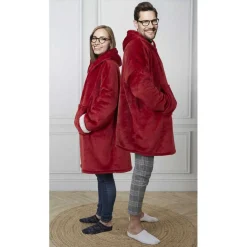 Femme Home Deco Factory Sweat à Capuche Interieur Sherpa rouge - 118x85x2 cm