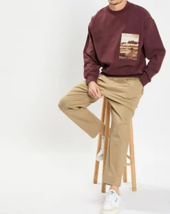 Homme Marc O'Polo Sweat 100% Coton Bio Artwork bordeaux