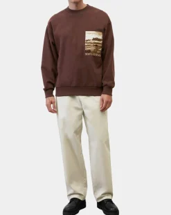 Homme Marc O'Polo Sweat 100% Coton Bio Artwork bordeaux