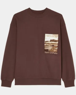 Homme Marc O'Polo Sweat 100% Coton Bio Artwork bordeaux