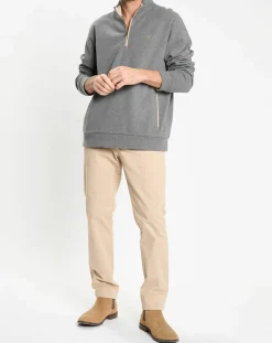 Outlet Hackett London Sweat col montant 1/2 zip gris foncé