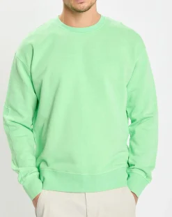 Homme Marc O'Polo Sweat Col Rond Coudiere vert fluo
