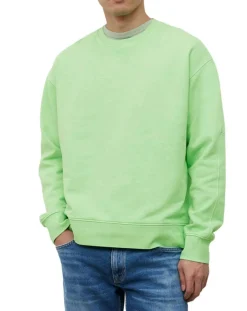 Homme Marc O'Polo Sweat Col Rond Coudiere vert fluo