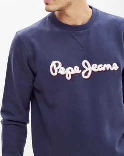 Homme Pepe Jeans Sweat Crewnk Logo 3J bleu