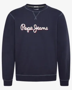 Homme Pepe Jeans Sweat Crewnk Logo 3J bleu