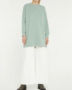 Femme Galeries Lafayette Sweat droit et long en Coton Lenny vert clair