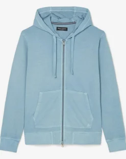 Outlet Marc O'Polo Sweat Full Zip à Capuche Coton Organic bleu clair