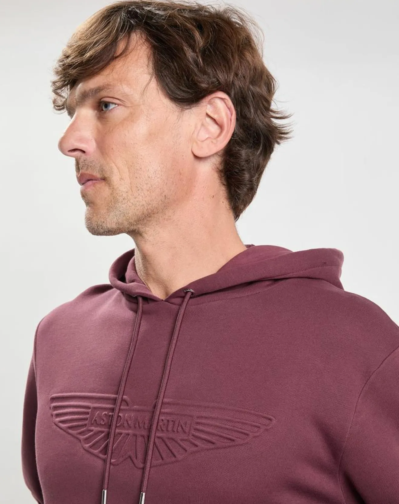 Homme Hackett London Sweat Hoodie Aston Martin Racing Embossé bordeaux