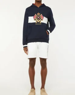 Homme Hackett London Sweat Hoodie Blason bleu marine