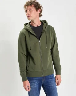 Homme Hackett London Sweat Hoodie zippé Mix kaki