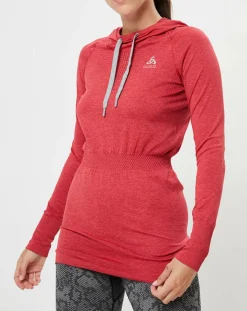 Femme Odlo Sweat léger technique à capuche Irbis Warm rouge/hibiscus