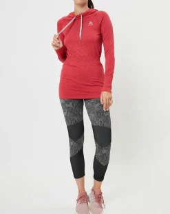 Femme Odlo Sweat léger technique à capuche Irbis Warm rouge/hibiscus