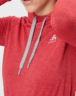 Femme Odlo Sweat léger technique à capuche Irbis Warm rouge/hibiscus