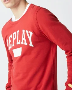Sale Replay Sweat Logo rouge