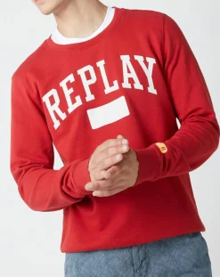 Sale Replay Sweat Logo rouge