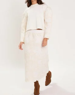 Femme Manoush Sweat Médiéval Patchwork brodé écru