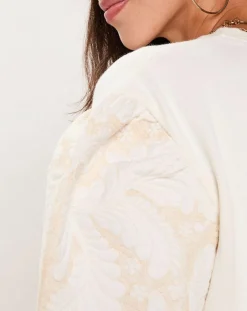 Femme Manoush Sweat Médiéval Patchwork brodé écru