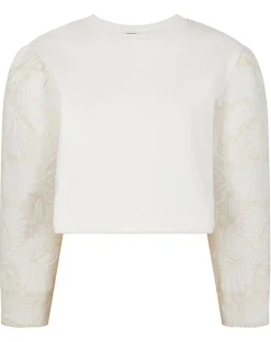 Femme Manoush Sweat Médiéval Patchwork brodé écru