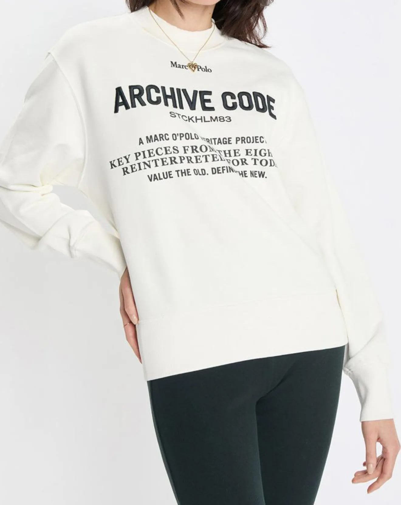 Outlet Marc O'Polo Sweat Oversized Lady Di blanc