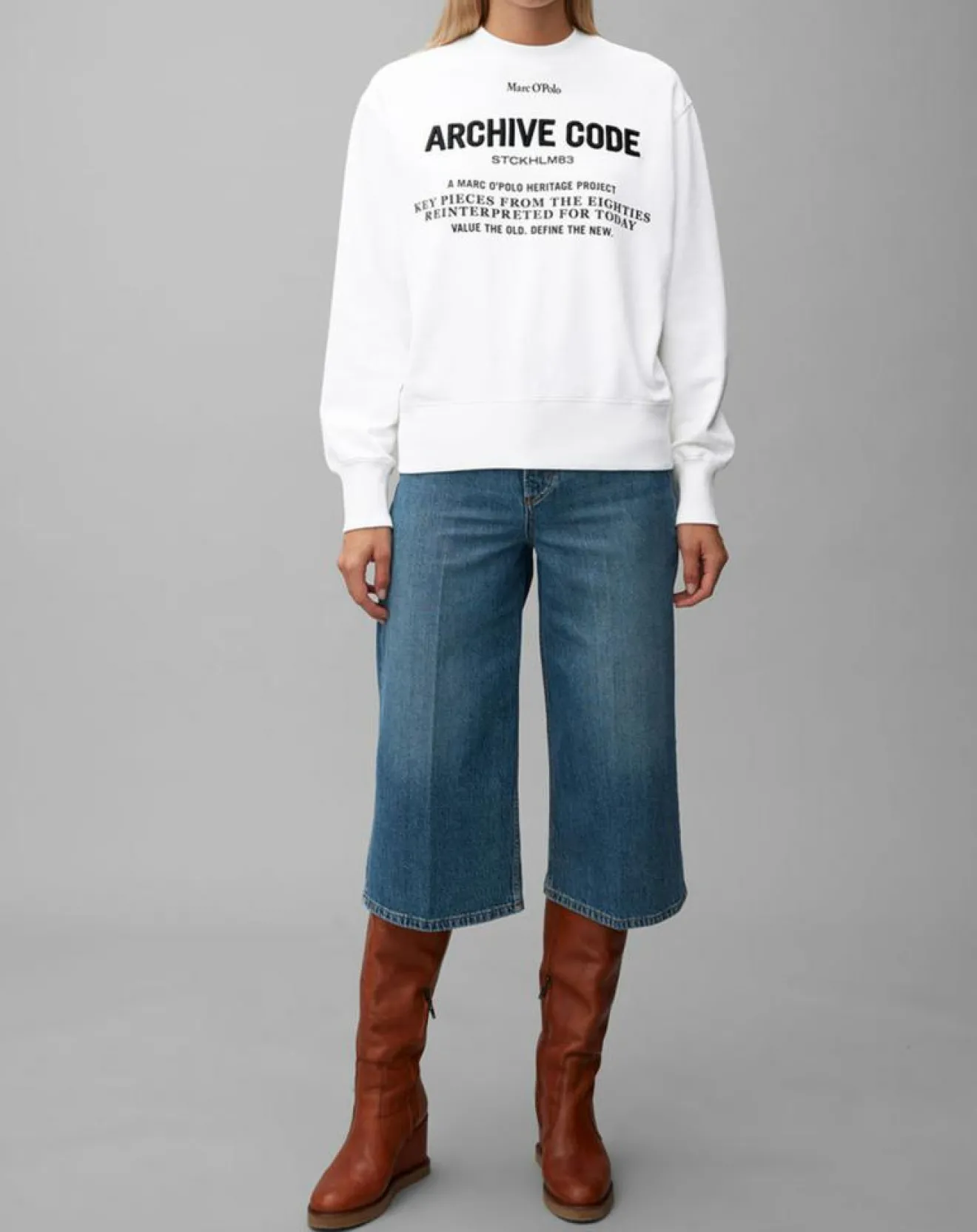 Outlet Marc O'Polo Sweat Oversized Lady Di blanc